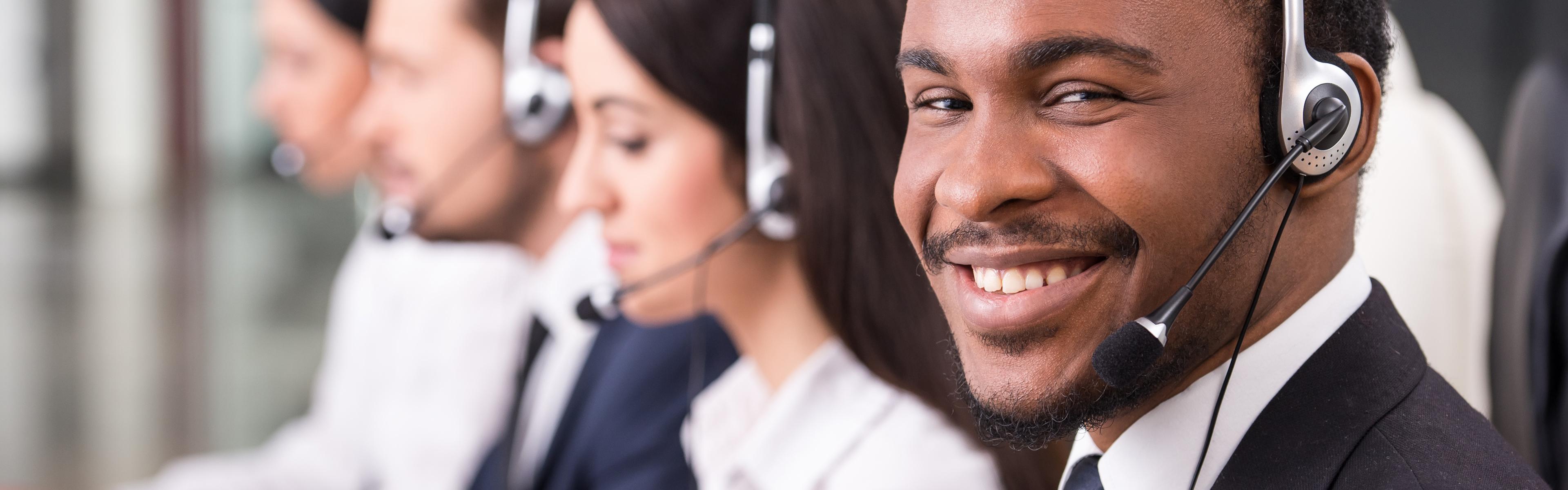 Call center agents smiling 