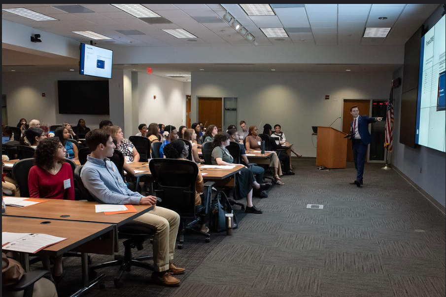 Interns at a presentation