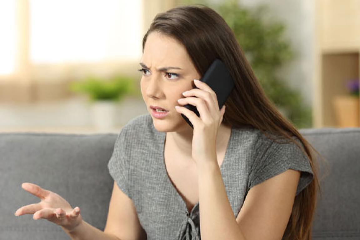 Angry woman on phone